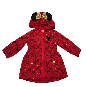 Disney Minnie Mouse Red Toddler Rain Jacket With Ears 2T